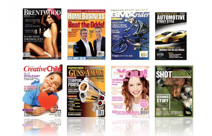 This is an image of 8 magazines that we designed | Publishing Design