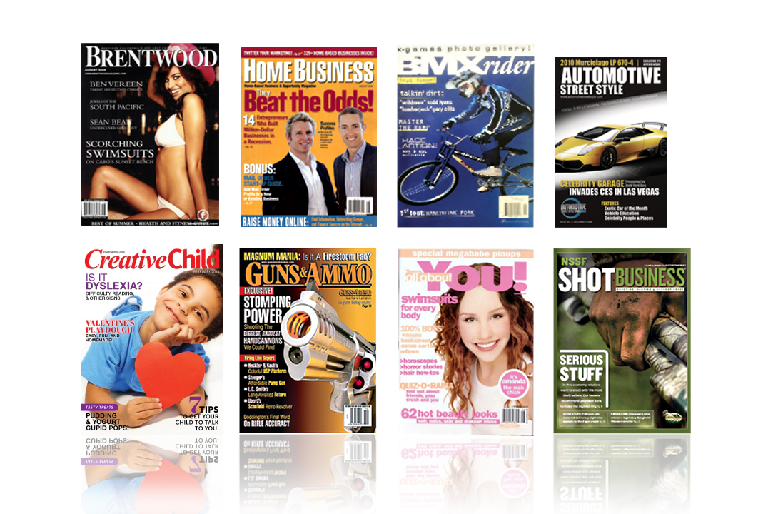 This is an image of 8 magazines that we designed | Publishing Design