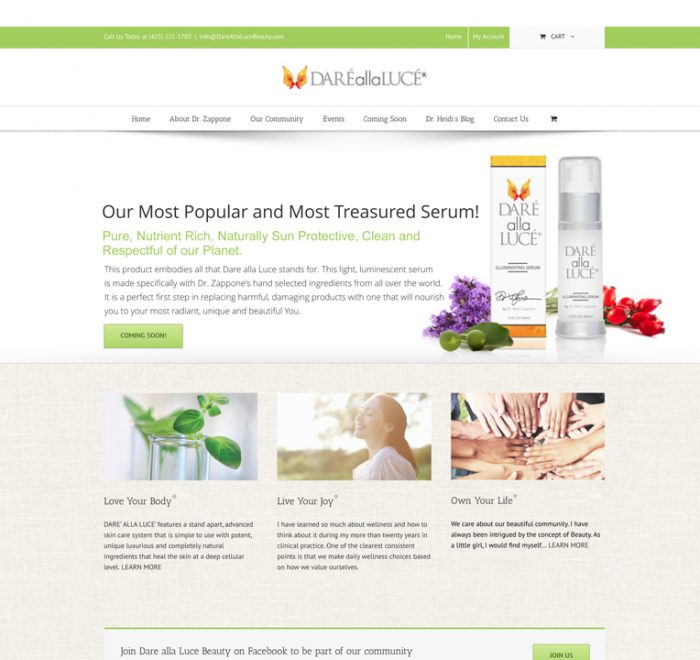 Website design development solution for skincare company